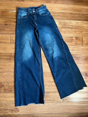 JTNFairy High-Rise Wide Leg Jeans in Dark Blue Wash